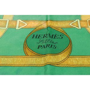 Hermes Green Blue Silk Scarf